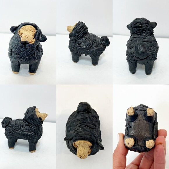 Set Of 4 Whimsical Terracotta Sheep Sculptures Studio Made Glazed Figurines - Picture 6 of 6